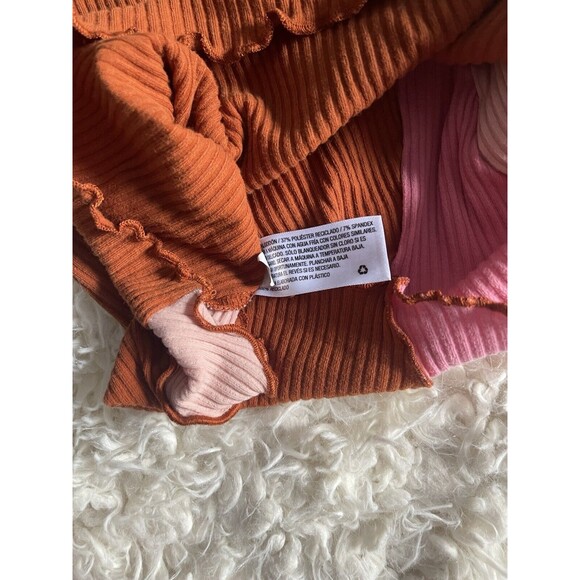 Wild Fable striped ribbed Top lettuce hem ruffle size S Retro Y2K - Picture 4 of 7